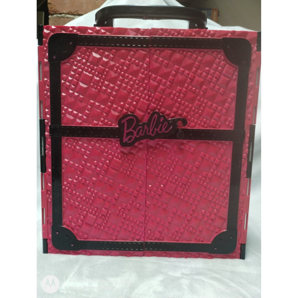 Barbie Mattel Doll Closet Storage Case‎ Pink Wardrobe Carry Case Incomplete